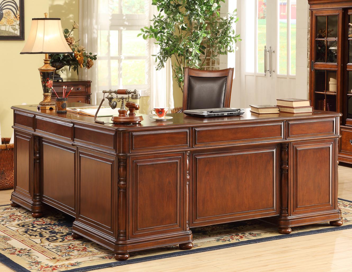 Riverside Furniture Bristol Court Large Cherry L Desk and Return Value City Furniture L